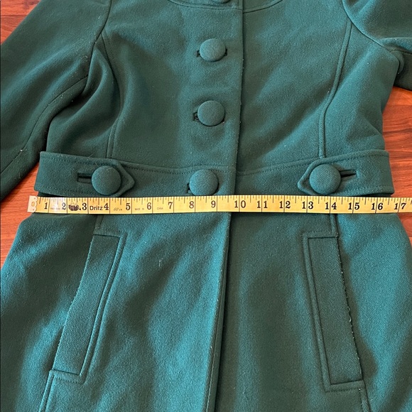 Banana Republic Women's Long Wool Blend Coat Green Collarless | S - Picture 8 of 9